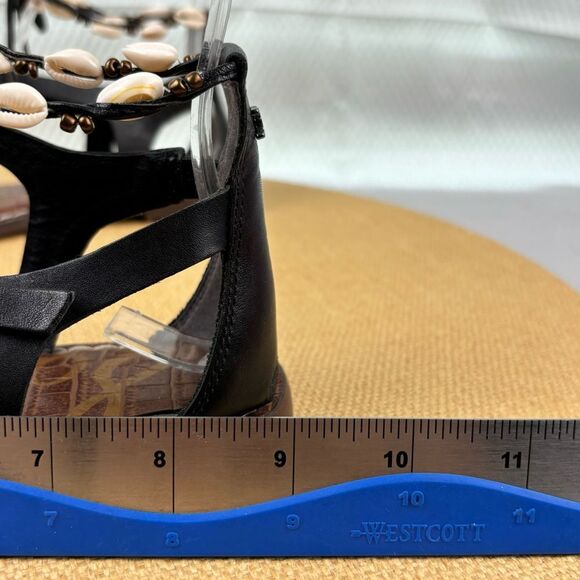 Sam Edelman | Women’s Black Leather Shell Flip Flop Tie Sandal | Size 6 - Picture 3 of 11